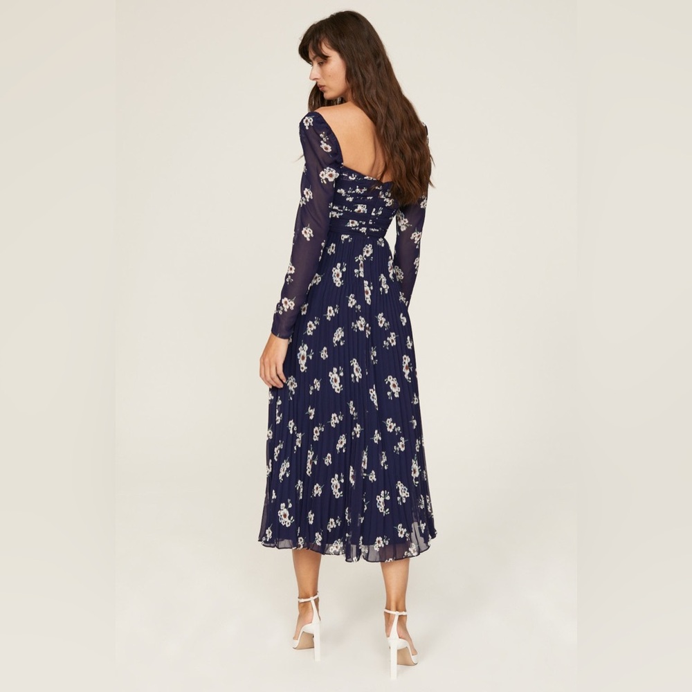 Self-Portrait Pansy Print Chiffon Cut Out Midi‎ Dress Floral US 8 - Picture 2 of 10